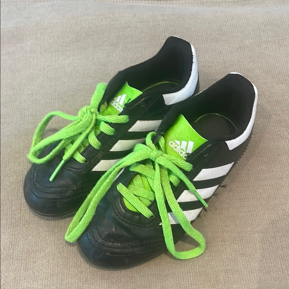 Adidas Kids Black and Green Soccer Cleats